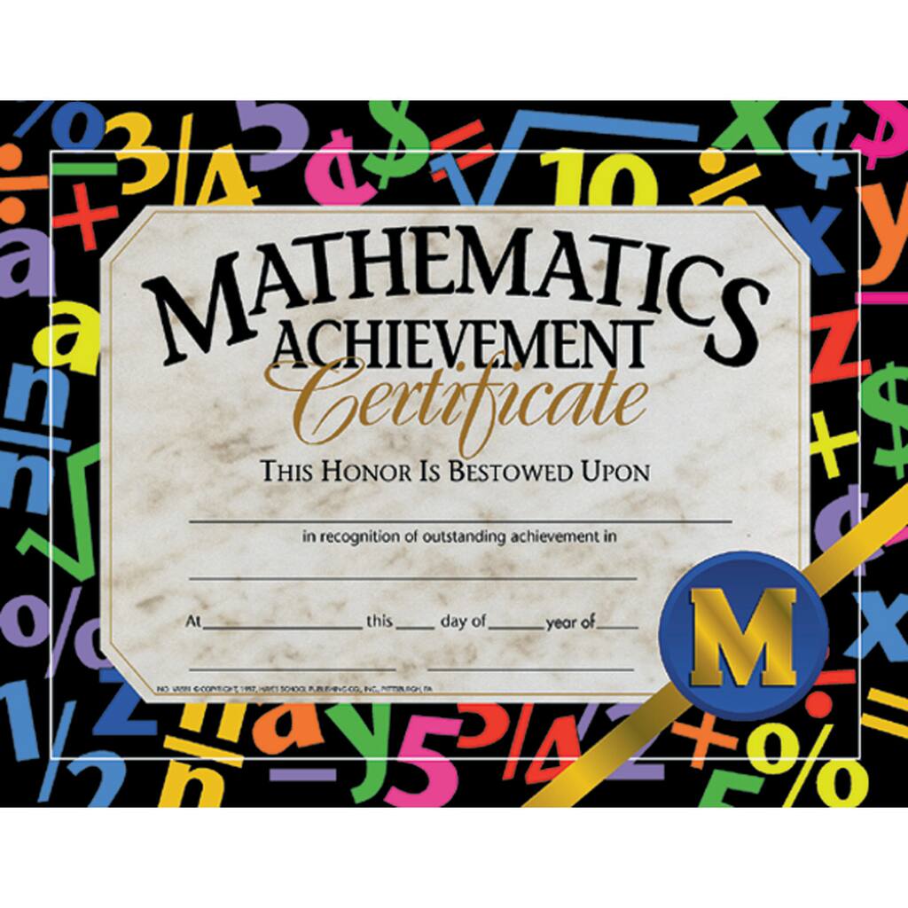 Flipside Products 8.5” x 11” Mathematic Achievement Certificate, 6 Pack
